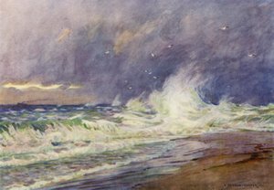 デンマーク: スカウ、北海とカテガットの会合 (色リソ) 作： Alfred Heaton Cooper