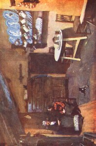 湖水地方古い宿の台所、コニストン（カラーリトグラフ） 作： Alfred Heaton Cooper