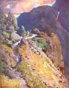 湖水地方：ワストデール、スタイヘッド峠の頂上付近（カラーリトグラフ） 作： Alfred Heaton Cooper