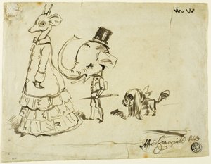 男、女、犬の似顔絵 作： Alfred Henry Forrester