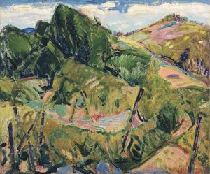 風景、1916年頃（327404版）（ジェッソボード上の油） 作： Alfred Henry Maurer