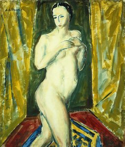 スタンディング・ヌード、1927～28年頃（ボード上のガッシュ） 作： Alfred Henry Maurer