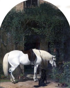 白い馬とレトリーバー 作： Alfred Hichens Corbould