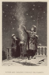 ヴァーチェクとカラティスが惑星の相談をしている様子（銅版画 作： Alfred Holst Tourrier