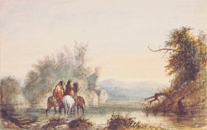 ホースシュークリーク、1837年頃（紙に鉛筆、水彩、グアッシュ） 作： Alfred Jacob Miller