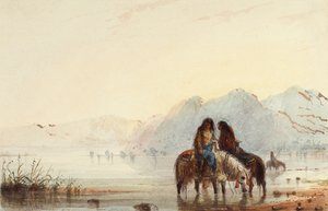 インドの女性、ショショーンズ、1837年頃（紙に水彩） 作： Alfred Jacob Miller