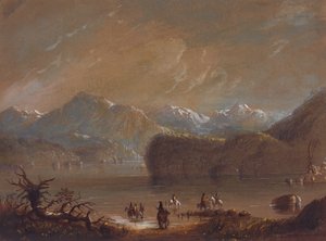 湖、ウインドリバー山脈、1837年頃（紙に水彩）