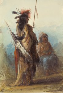 ショショーンズ、グリーンリバー、1837年頃（鉛筆、ペン、インク、ウォッシュオンペーパー） 作： Alfred Jacob Miller