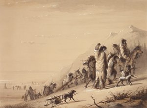 Snake Indians Migrating、1837年頃（紙にペンとインク、ウォッシュ、グワッシュ） 作： Alfred Jacob Miller