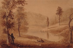 白鳥の湖、1837年頃（紙に水彩） 作： Alfred Jacob Miller