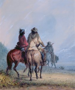 1837年のビーバーハントに向けたわな猟師（紙とトイレとガッシュ）