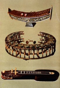 (TtoB) 「楽器」のタイの楽器、ラナート・エック、コンウォンヤイ、ターカイ（カラーリトグラフ版 作： Alfred James Hipkins