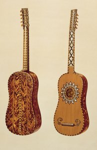 &39;Musical Instruments&39;（色付きのlitho）のRizzio Guitar 作： Alfred James Hipkins