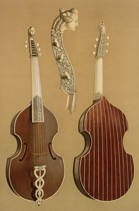 ヴィオラダガンバ、またはバスヴィオール、ヨアヒムティエルケ（1641-1719）ハンブルク、1701年、「Musical Instruments」（色付きのリト）