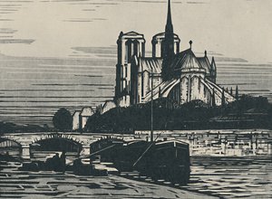 「パリのノートルダム大聖堂」、1919 年 作： Alfred Latour