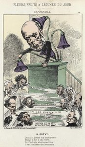 ベルフラワー：グレヴィに描かれた風刺画-1871年6月26日、アルフレッド・ル・プティによる「Fleurs, Fruits et Vegetables du Jour」に掲載されたもの。 作： Alfred Le Petit