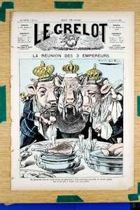 カラーで描かれた風刺的な「The Grelot」の表紙 作： Alfred Le Petit