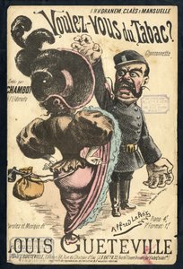 1900年頃の「Chanson illustree」に掲載されたアルフレッド・ル・プティット（1841-1909）のイラスト - Vouvous du tabac。Louis Gueteville - 喫煙、たばこ 作： Alfred Le Petit