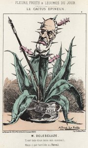 棘のあるサボテンルイ・シャルル・ドリスクルーズ（1809-1871）の漫画 - 1871年1月16日の「今日の花、果物、野菜」の図版 作： Alfred Le Petit