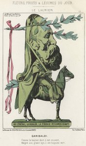 ル・ローリエガリバルディを題材にした漫画（1871年2月15日の "今日の花、果物、野菜 "に掲載されたもの 作： Alfred Le Petit