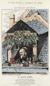 Le Peas de Fragreur：ジュール・シモン（1814～1896）を題材にした風刺画 - "Flowers, Fruits and Vegetables of the Day "の187年12月1日の画像 作： Alfred Le Petit