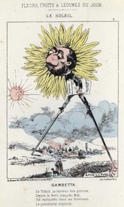 ル・ソレイユ（ヒマワリ）：ガンベッタ（1838-1882）の風刺画 - 1871年12月1日の「今日の花、果物、野菜」の図版 作： Alfred Le Petit