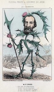 Le Thistle：P.Tirardに関する風刺画 - 1871年3月30日の「今日の花、果物、野菜」の写真 作： Alfred Le Petit