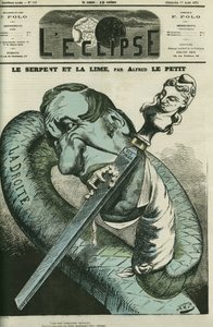 ヘビとヤスリ、右のヘビは共和国に歯をヤスリで削る。A.Le petit著「L