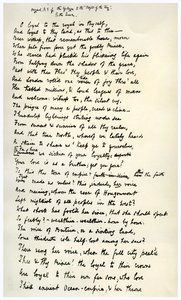 王の牧歌へのエピローグのオリジナルの原稿、c1872。 作： Alfred Lord Tennyson