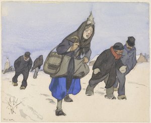 雪の中の戦争難民