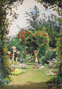 日時計のそば、初夏、ブロードウェイ（水彩・ボディカラー） 作： Alfred Parsons