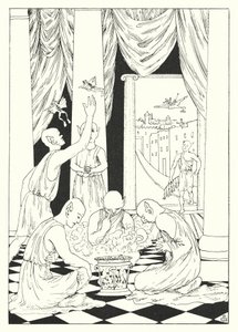 ルシアンの真実の歴史月の食事、カエルの丸焼き（エングレーヴィング） 作： Alfred Payne Garnett
