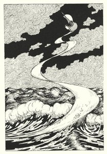 ルシアンの真実の歴史船は上空に打ち上げられる（エングレーヴィング） 作： Alfred Payne Garnett
