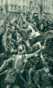 アンガス伯爵と彼の槍兵がパトリックハミルトン卿に攻撃された 作： Alfred Pearse