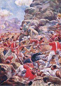 デリーの包囲：突破口の嵐、陸と海のイギリスの戦いのイラスト、1915