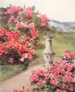 「日時計はとても年季が入っていて／思慮深い気品をたたえていた」（カラーリトグラフ） 作： Alfred Rawlings