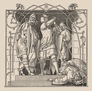 ニーベルンゲン彼らがどのようにして死者をホールから投げ出したか、1840〜1841年。 作： Alfred Rethel