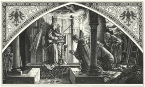 シャルルマーニュの墓前に立つオットー3世(彫刻) 作： Alfred Rethel