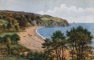 南デヴォン州Blackpool Sands（カラーリトグラフ 作： Alfred Robert Quinton