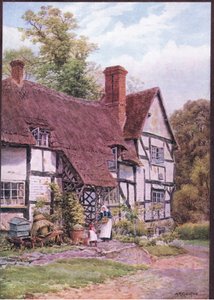 ウスター州イヴシャム近郊のハヴィントン、デント＆サンズ社発行の「The Cottages and the Village Life of Rural England」より 作： Alfred Robert Quinton
