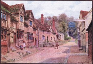 かつて機織り職人が住んでいた家（サフォーク州カージー）、デント＆サンズ社発行の「The Cottages and the Village Life of Rural England」より 作： Alfred Robert Quinton