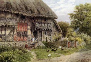 サセックス州ビグノアのオールド・コテージ（カラーリトグラフ版 作： Alfred Robert Quinton