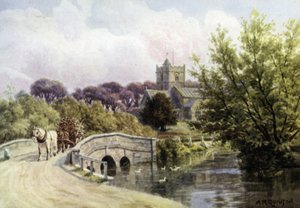 The Bridge, Coombe Bissett, near Salisbury (カラーリトグラフ) 作： Alfred Robert Quinton