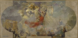 プティ・パレ、南回廊のスケッチ：アポテオシス（中央天井）、1906年から1913年の間（油彩、キャンバス、木製） 作： Alfred Roll