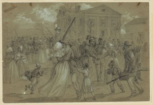 アーカンソー州リトルロックに集まったアフリカ系アメリカ人の兵士 作： Alfred Rudolph Waud