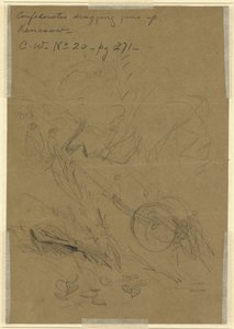 南軍が銃をケンソウに引きずり込む 作： Alfred Rudolph Waud