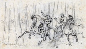 1863年ゲティスバーグでのレイノルズの死（絵） 作： Alfred Rudolph Waud
