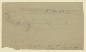 ゲティスバーグ-ゲティスバーグの北、反乱軍の騎兵隊が右に進んだフィールド 作： Alfred Rudolph Waud
