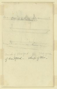 スループ型砲艦ハートフォードの打ち上げ 作： Alfred Rudolph Waud