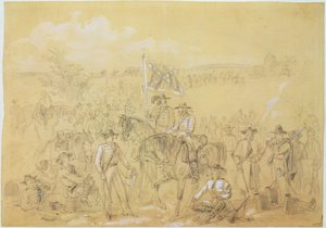 1862年9月27日、「ハーパーズウィークリー」からの最初のバージニア騎兵隊（紙と鉛筆と陶磁器の白）